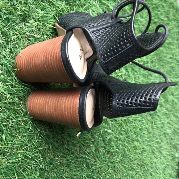 Aldo Perforated Lace-Up Leather Heeled Sandals, 6 - Picture 3 of 5